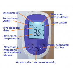 2Termometr bezdotykowy IR do ciała i przedmiotów. Bardzo szybki pomiar .KAS T-01